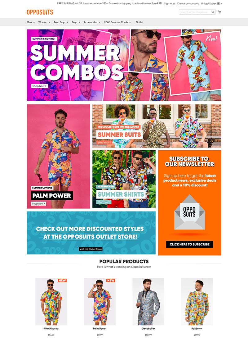 OppoSuits 美国时尚西服品牌购物网站