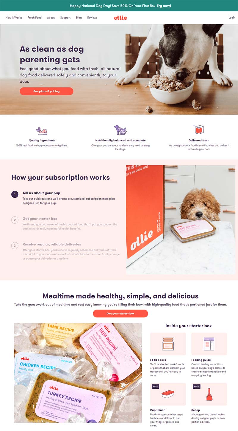 Ollie Pets 美国宠物定制食品购物网站