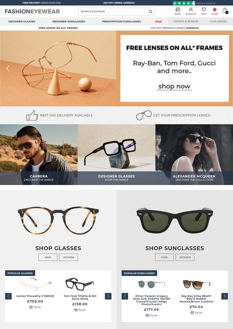Fashion Eyewear 英国知名眼镜品牌购物网站