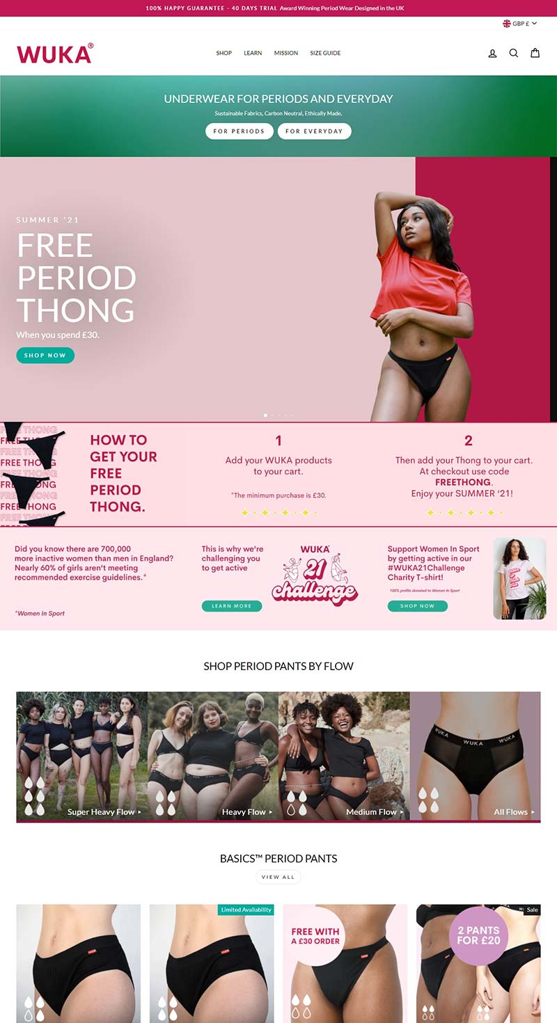 WUKA 英国女性经期产品购物网站