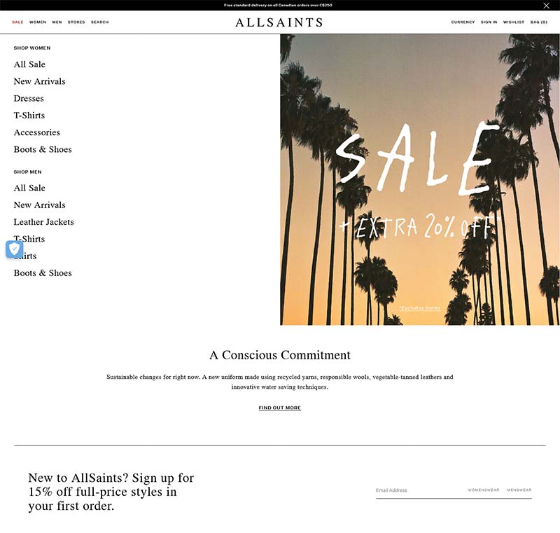 All Saints CA 英国潮流服饰品牌加拿大官网