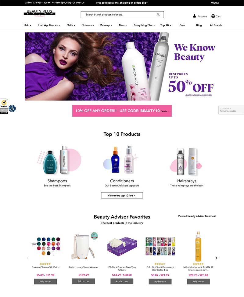 Beauty Plus Salon 美国美容用品海淘购物网站