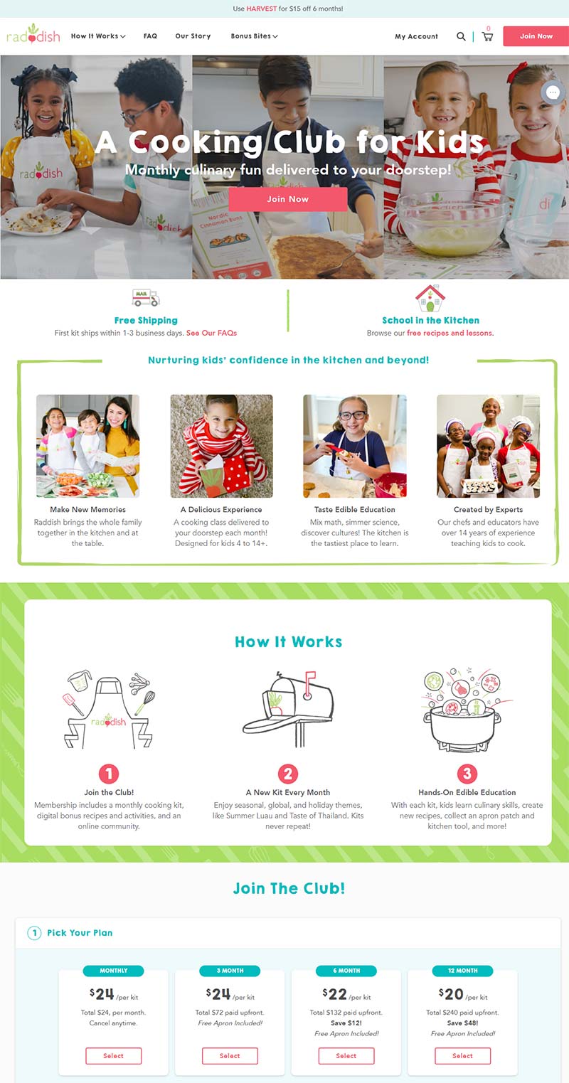 Raddish Kids 美国儿童烹饪服务订阅网站