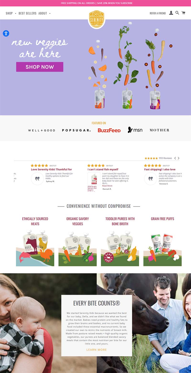 Serenity Kids 美国有机婴儿食品购物网站