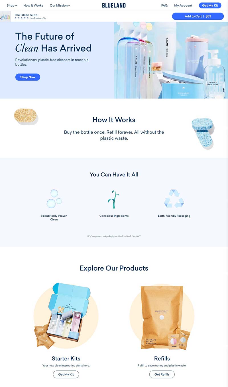 Blueland 美国环保清洁用品购物网站