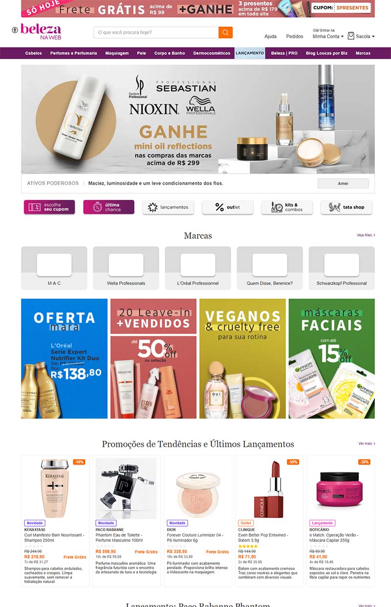 Beleza Na Web 巴西高端美容产品购物网站