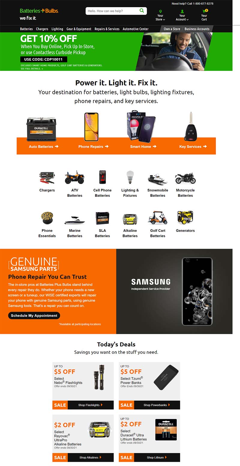Batteries Plus Bulbs 美国家电维修服务咨询网站