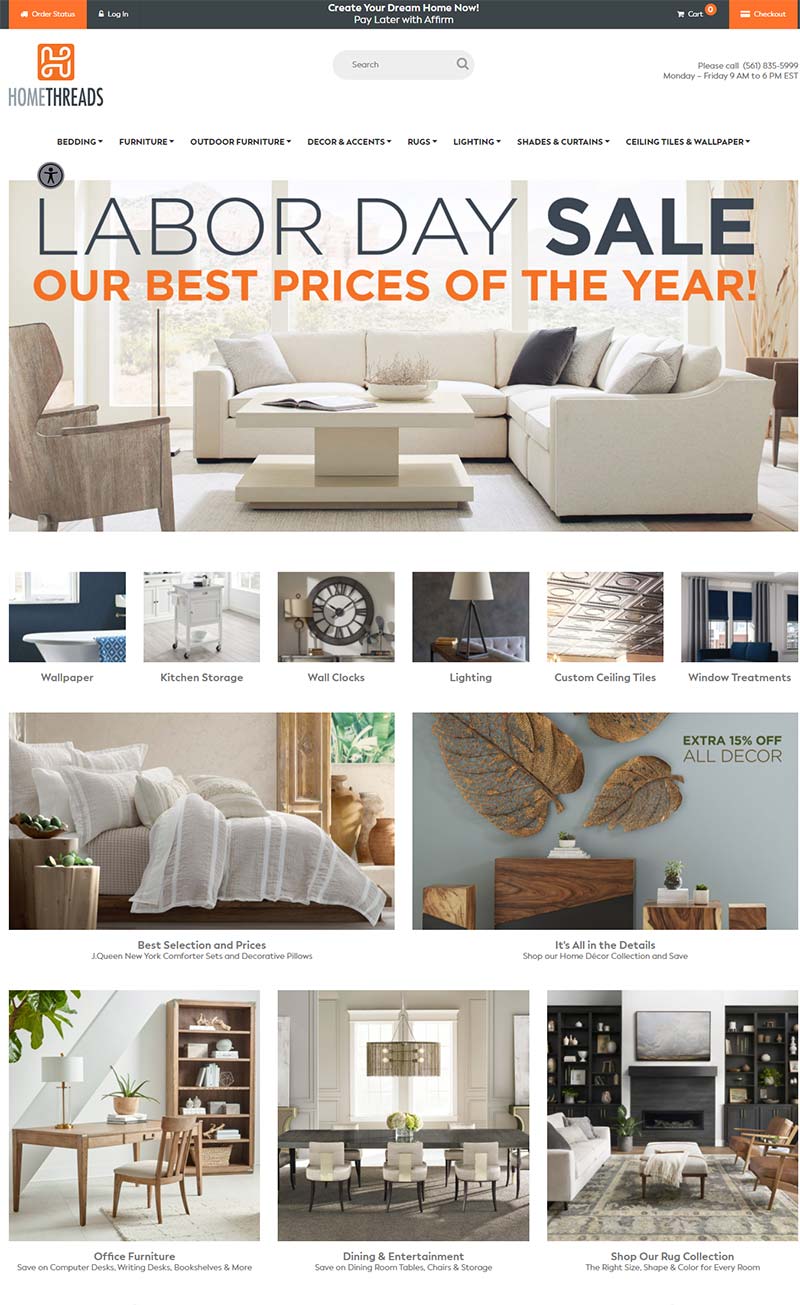 Homethreads 美国家居装饰品牌购物网站