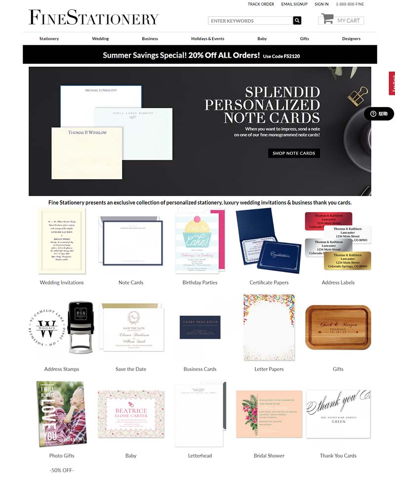Fine Stationery 美国纸质工艺品牌购物网站