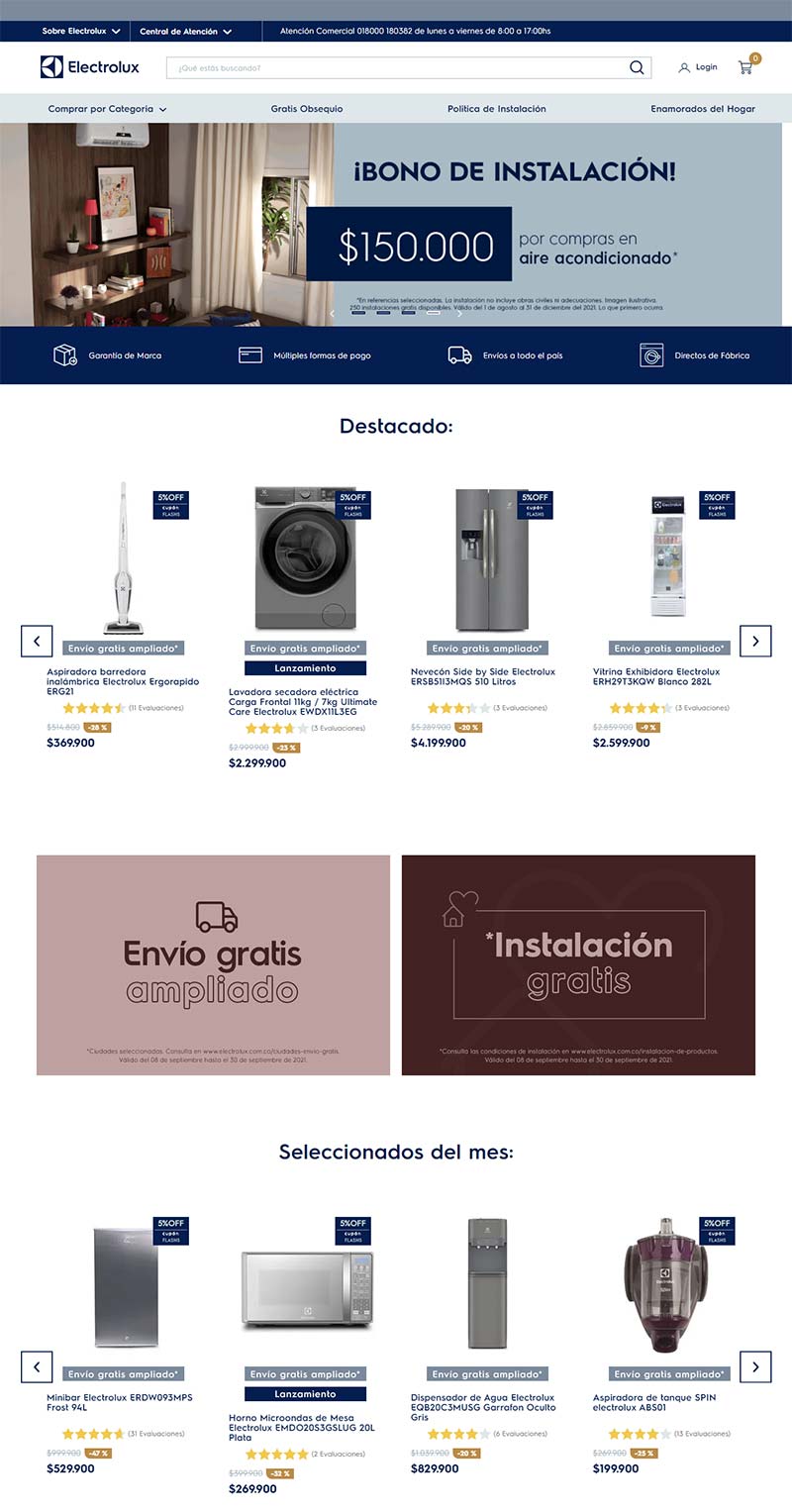 Electrolux Colombia 美国家居百货品牌购物网站