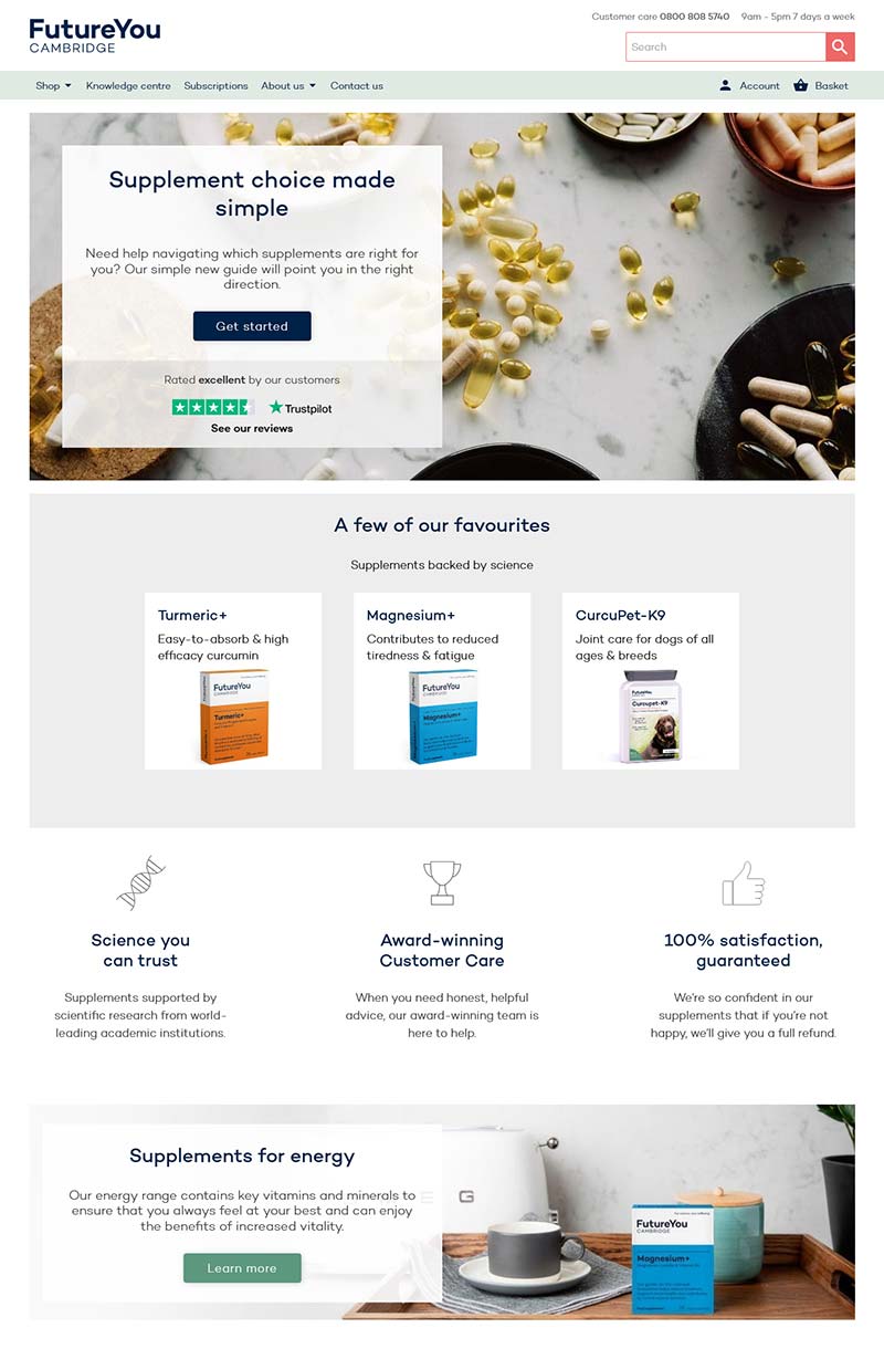 FutureYou 英国维生素补充剂品牌购物网站
