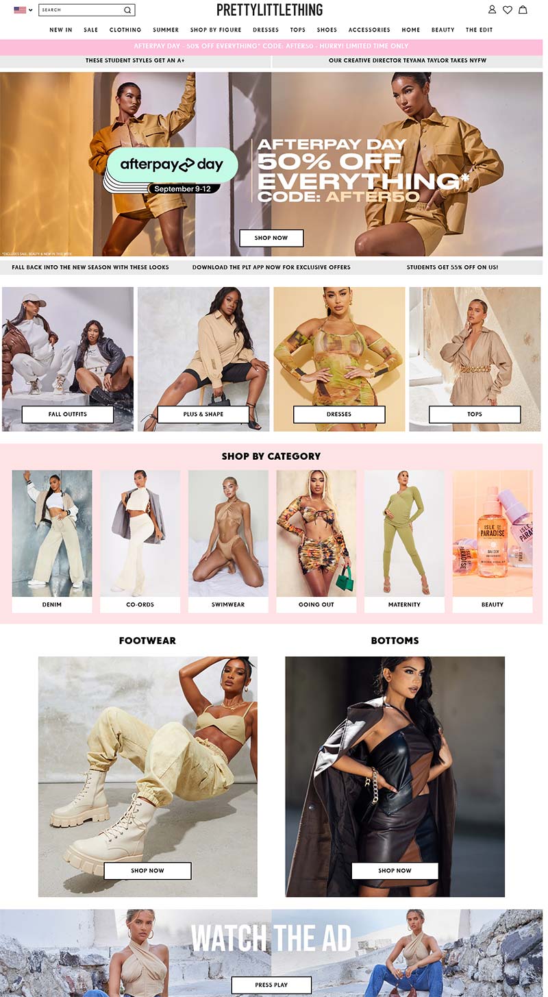 PrettyLittleThing US 英国快时尚品牌美国官网