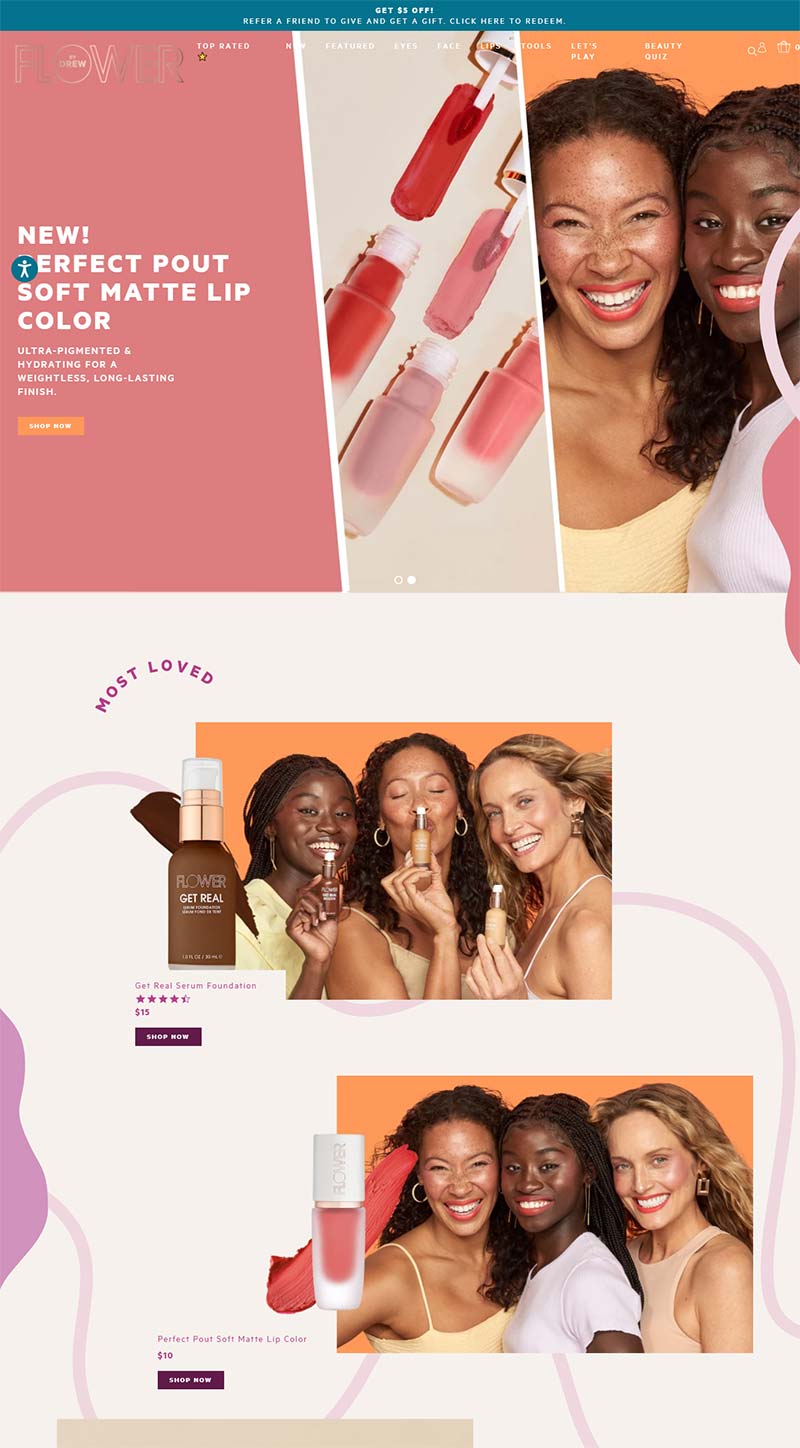 FLOWER Beauty 美国女性美妆品牌购物网站