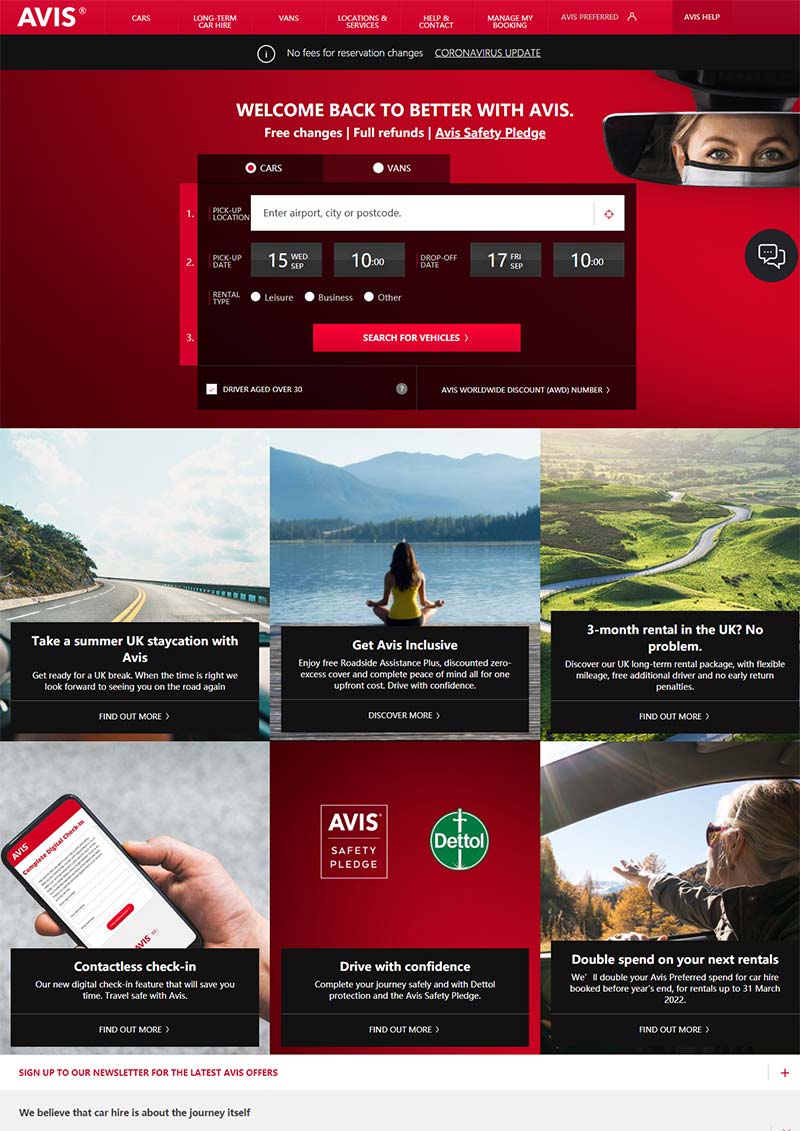 Avis UK 美国汽车租赁品牌英国官网