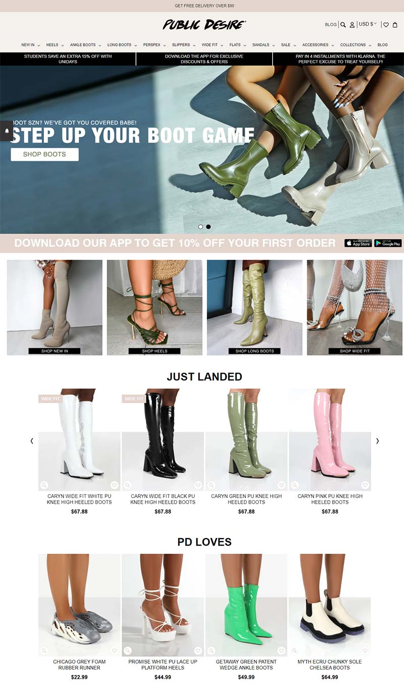 Public Desire US 英国时尚女鞋品牌美国官网