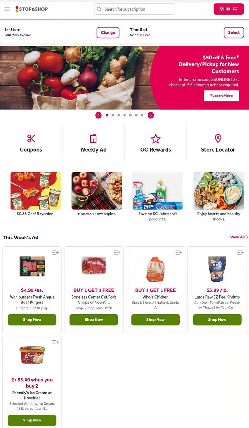 Stop & Shop 美国知名百货品牌购物网站