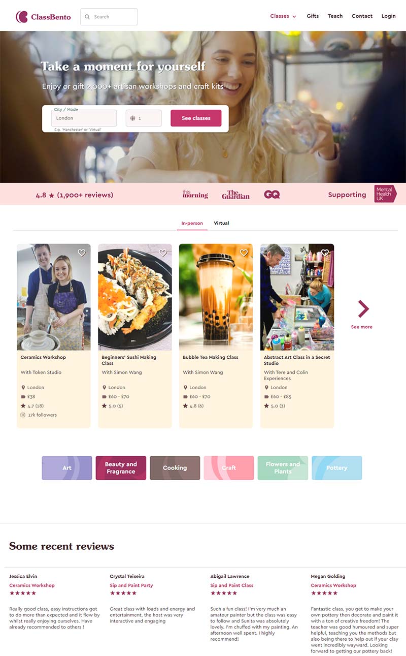 Class Bento 英国手工艺课程学习网站