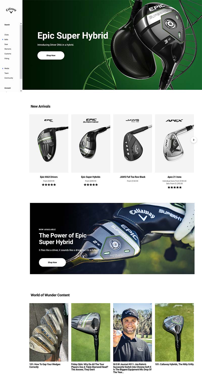 Callaway 美国高尔夫运动品牌购物网站