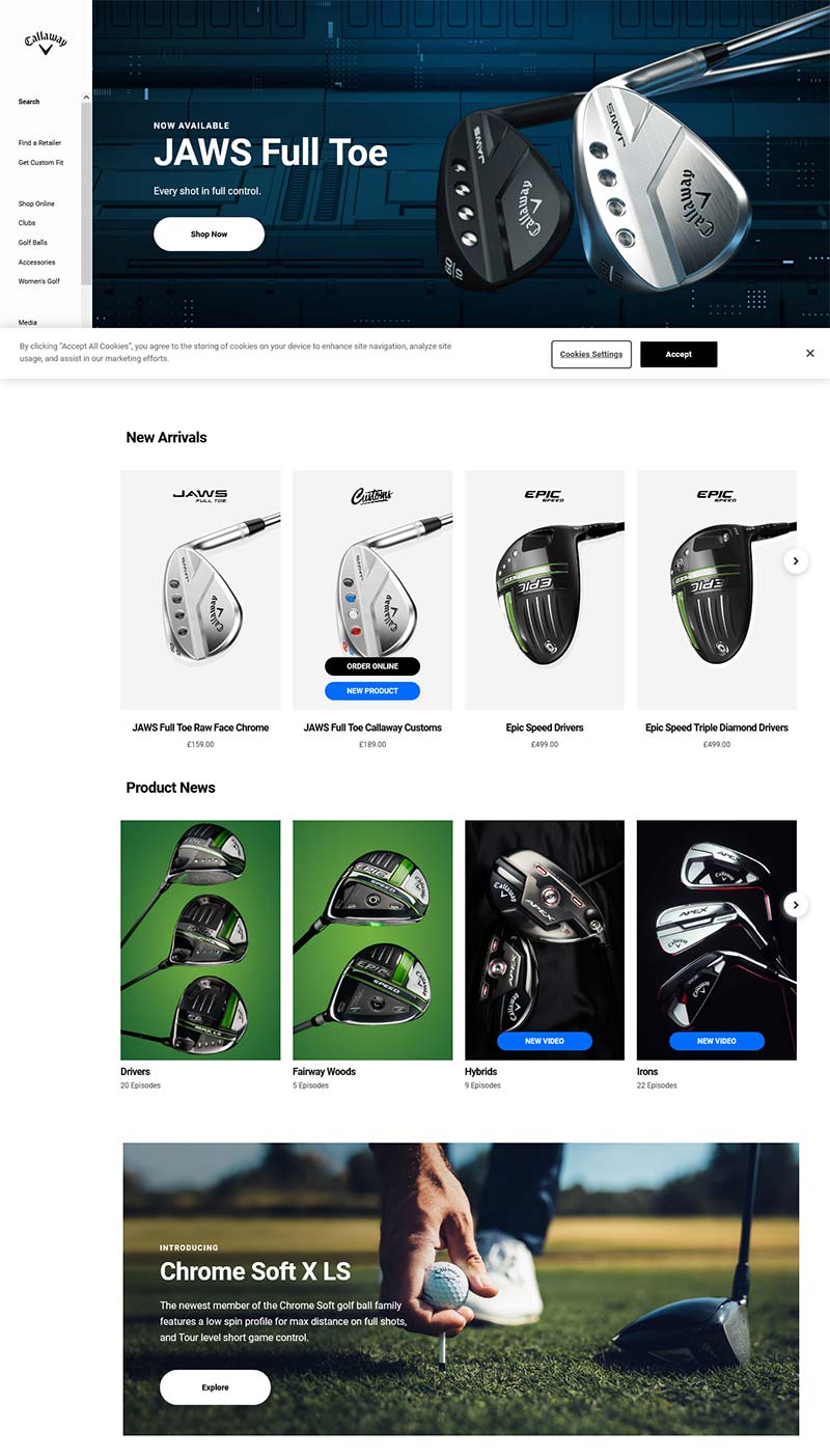 Callaway UK 美国高尔夫运动品牌英国官网