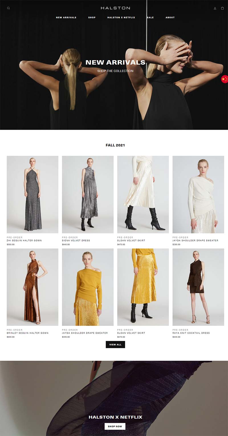 Halston 美国女性连衣裙品牌购物网站