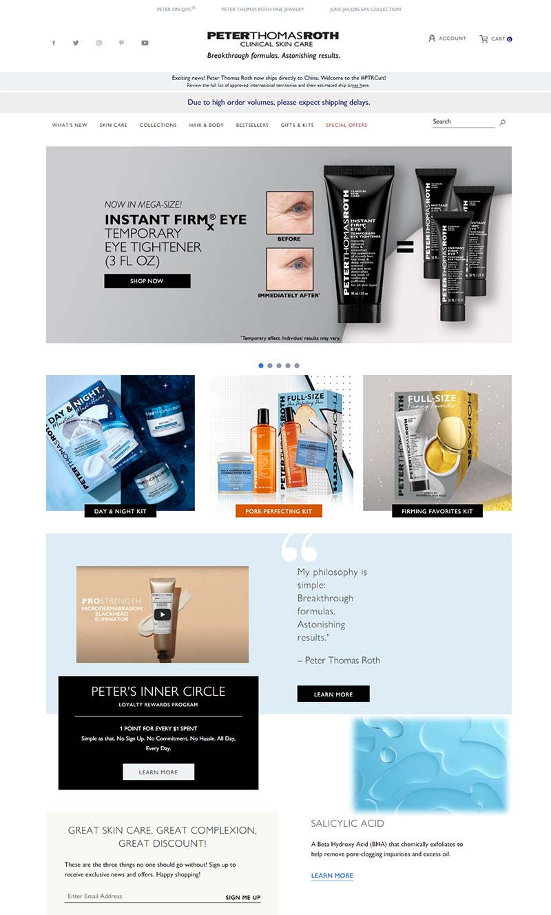 Peter Thomas Roth 彼得罗夫-美国矿物质护肤品牌购物网站