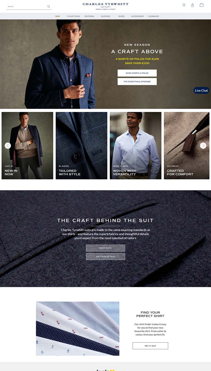 Charles Tyrwhitt 英国男装品牌购物网站
