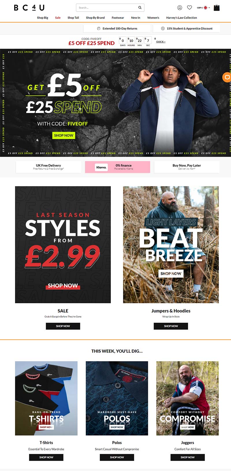 Bigclothing4u 英国大码男装品牌购物网站
