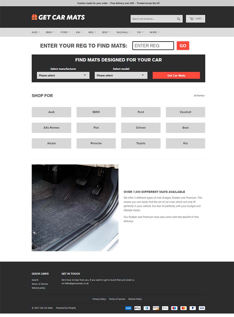 GetCarMats 英国汽车脚垫品牌购物网站