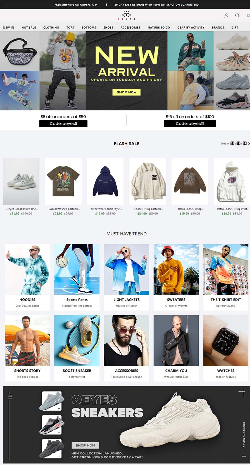 Oeyes 美国街头服饰品牌购物网站