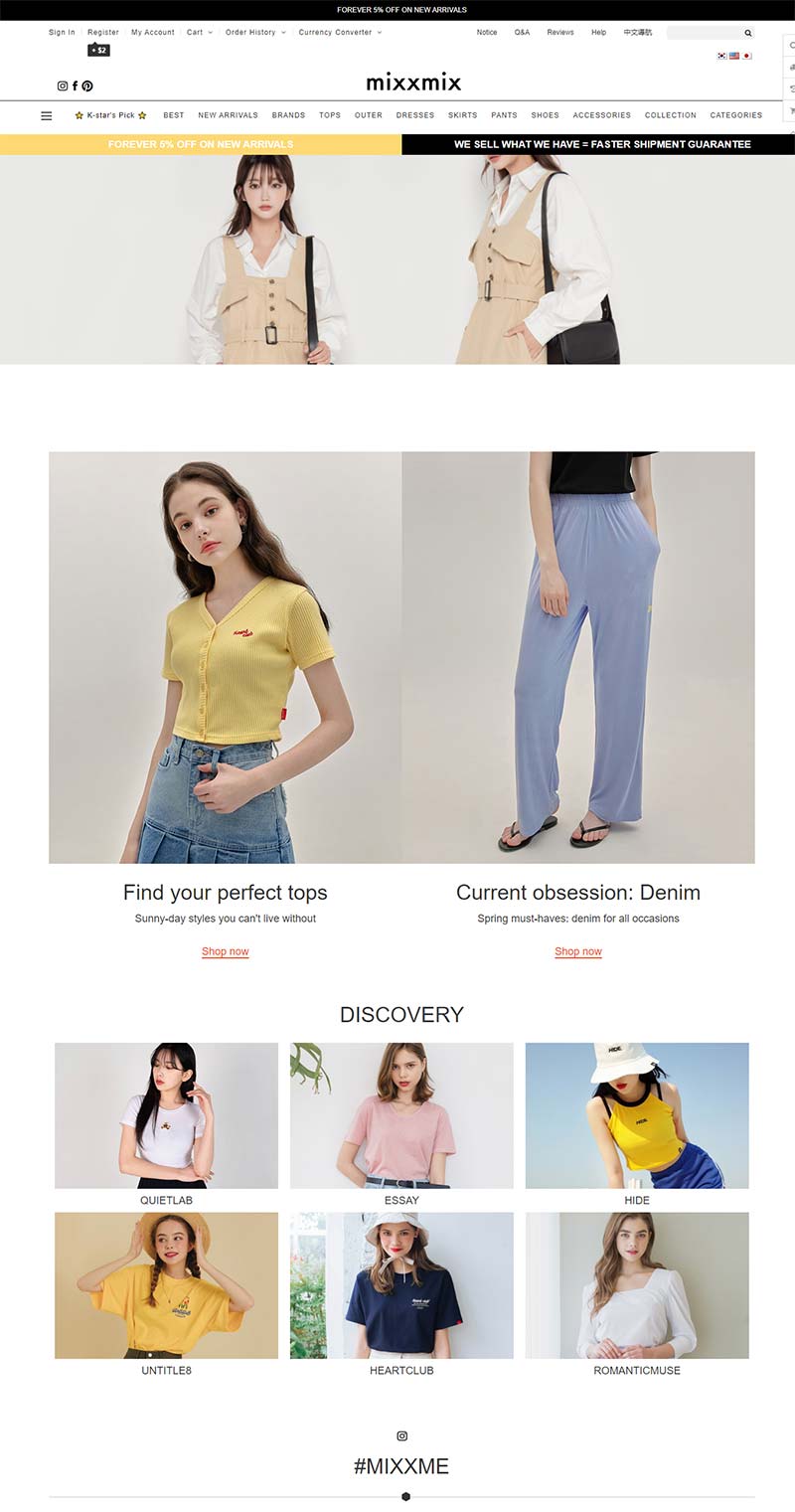 Mixxmix 韩国休闲服饰品牌购物网站