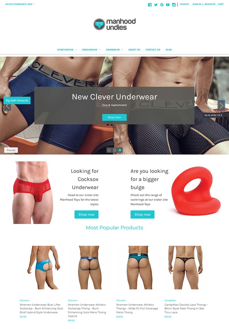 Manhood Undies 美国男士内衣品牌购物网站