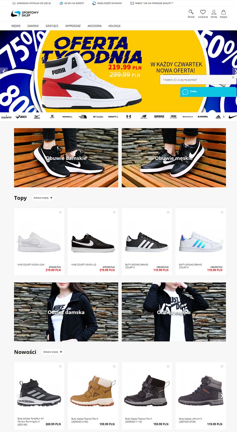 Sportowysklep 波兰体育运动产品购物网站