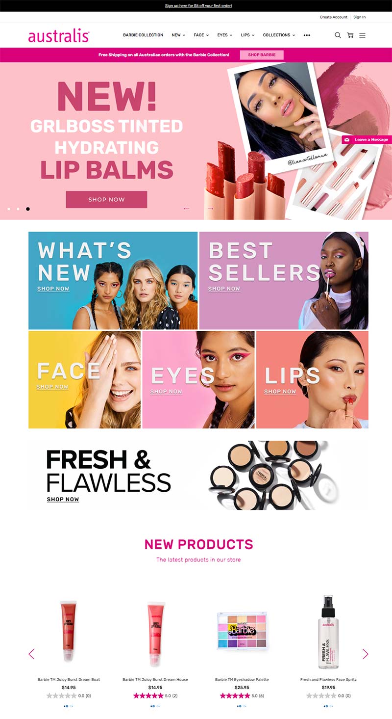 Australis Cosmetics 澳大利亚天然化妆品购物网站