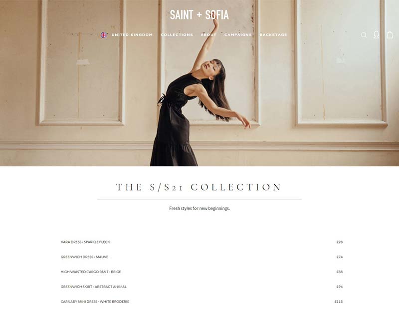 Saint + Sofia 英国时装配饰品牌购物网站