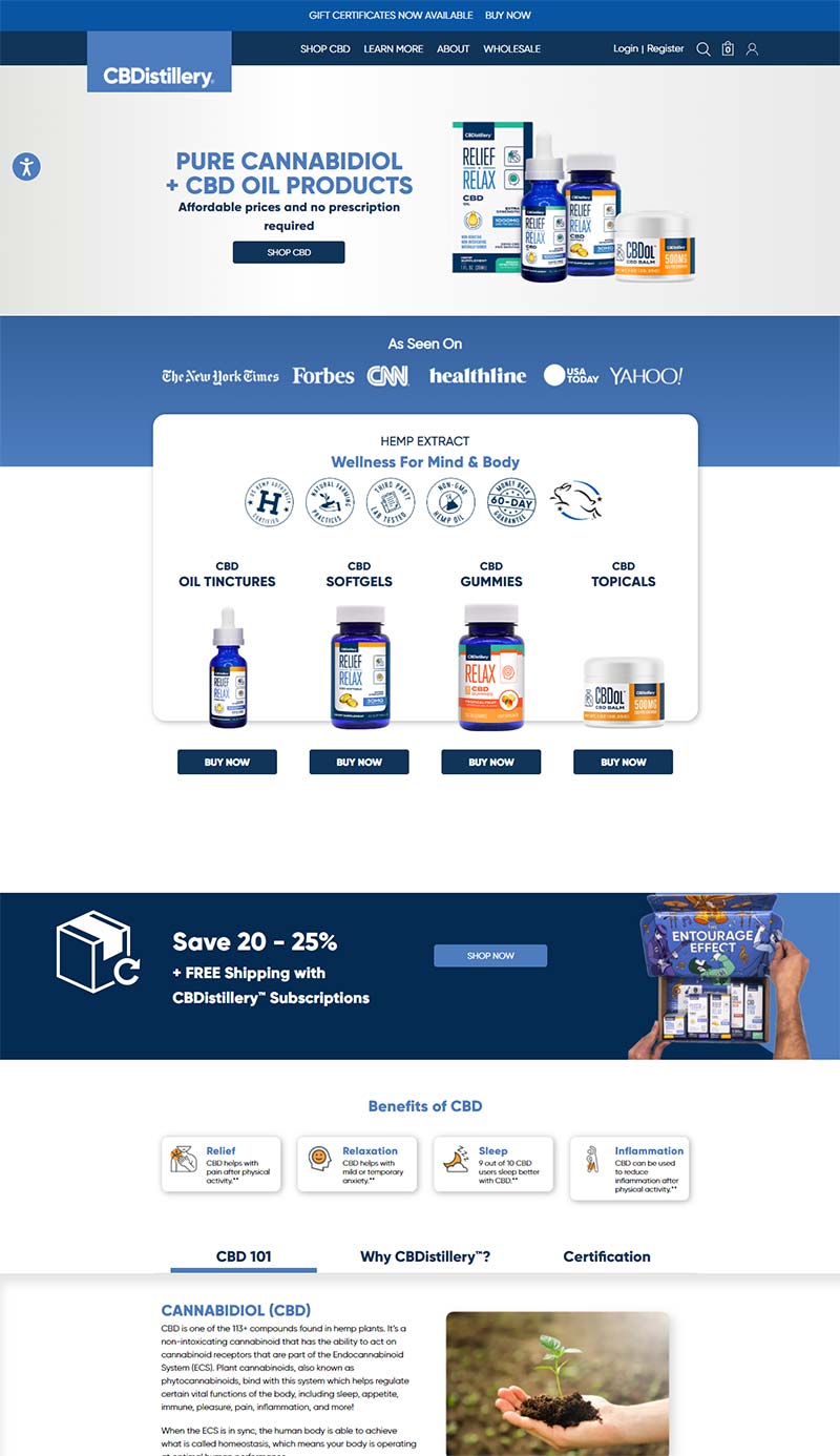 CBDistillery 美国CBD保健产品购物网站