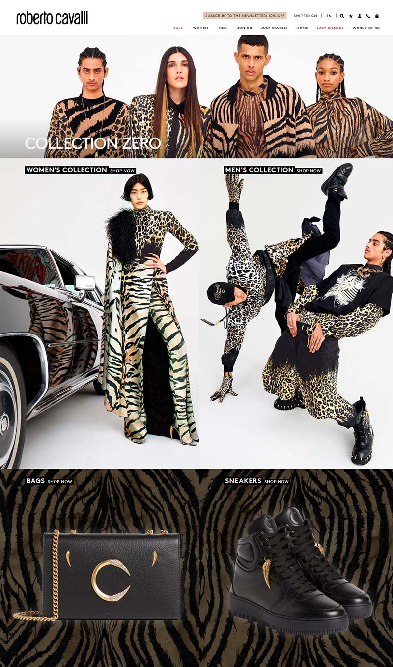 Roberto Cavalli 英国奢华服饰品牌购物网站