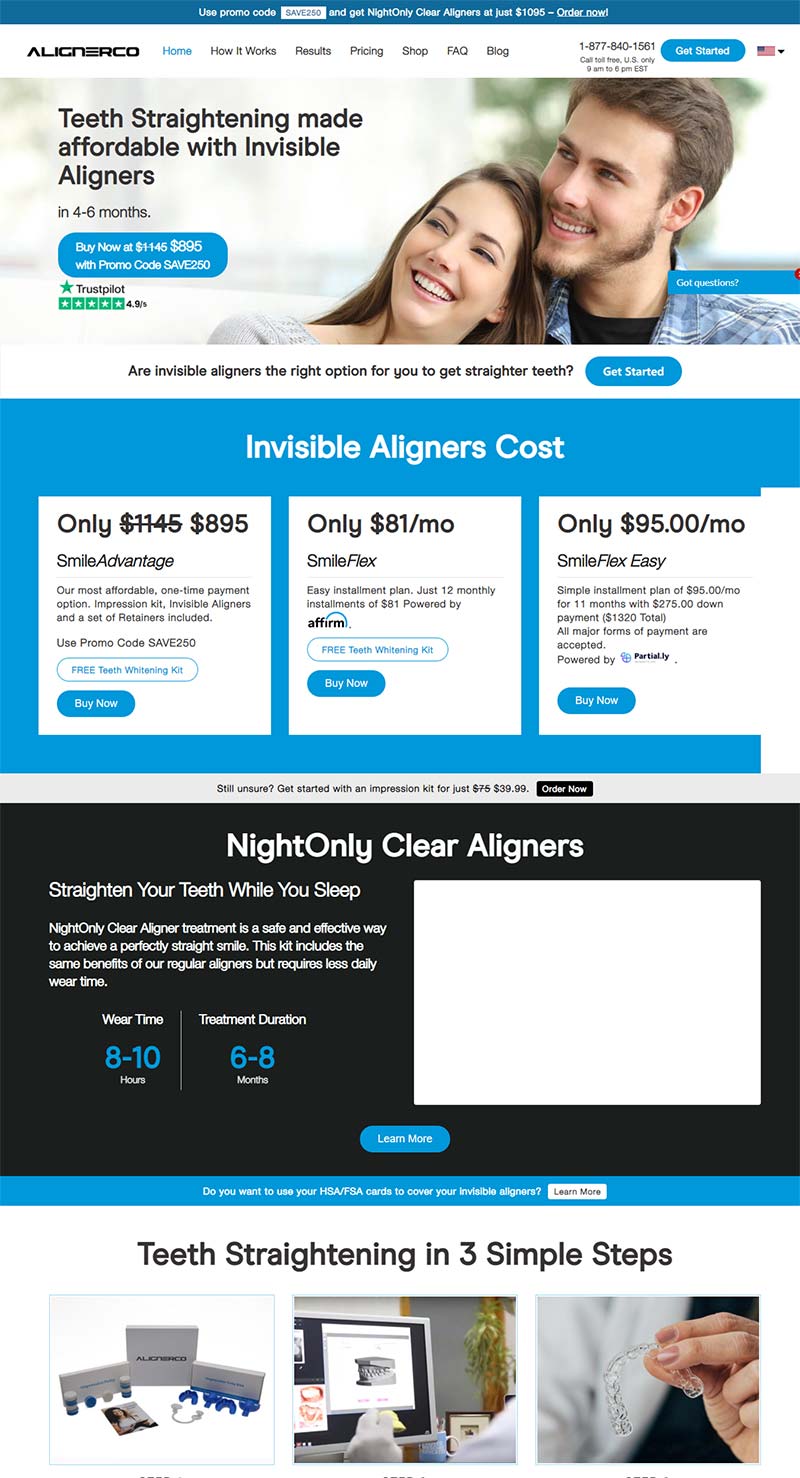 ALIGNERCO 美国牙齿矫正器定制网站