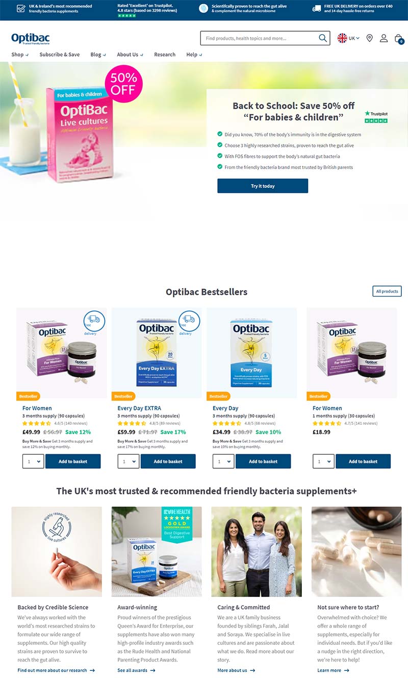 OptiBac Probiotics 英国专业益生菌品牌购物网站