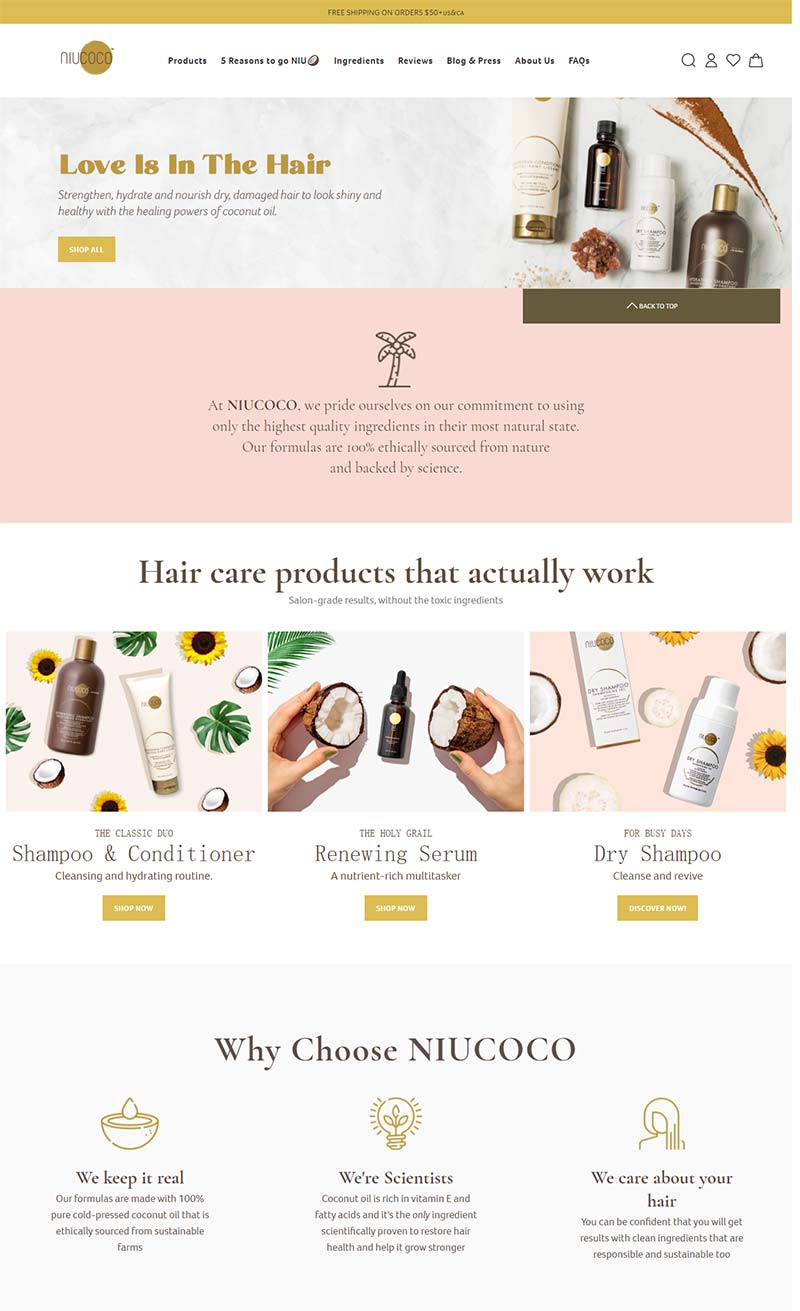 NIUCOCO 美国天然护发品牌购物网站