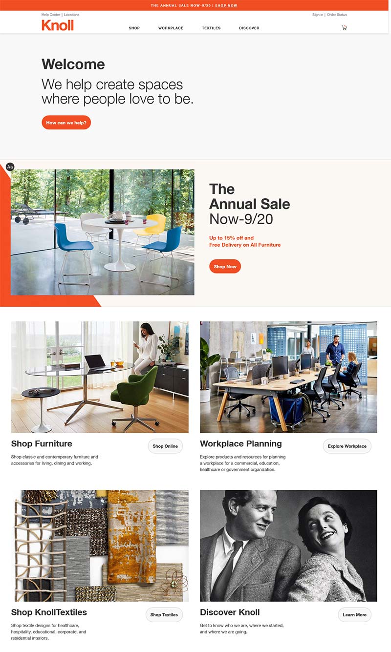 Knoll 美国家居设计品牌购物网站