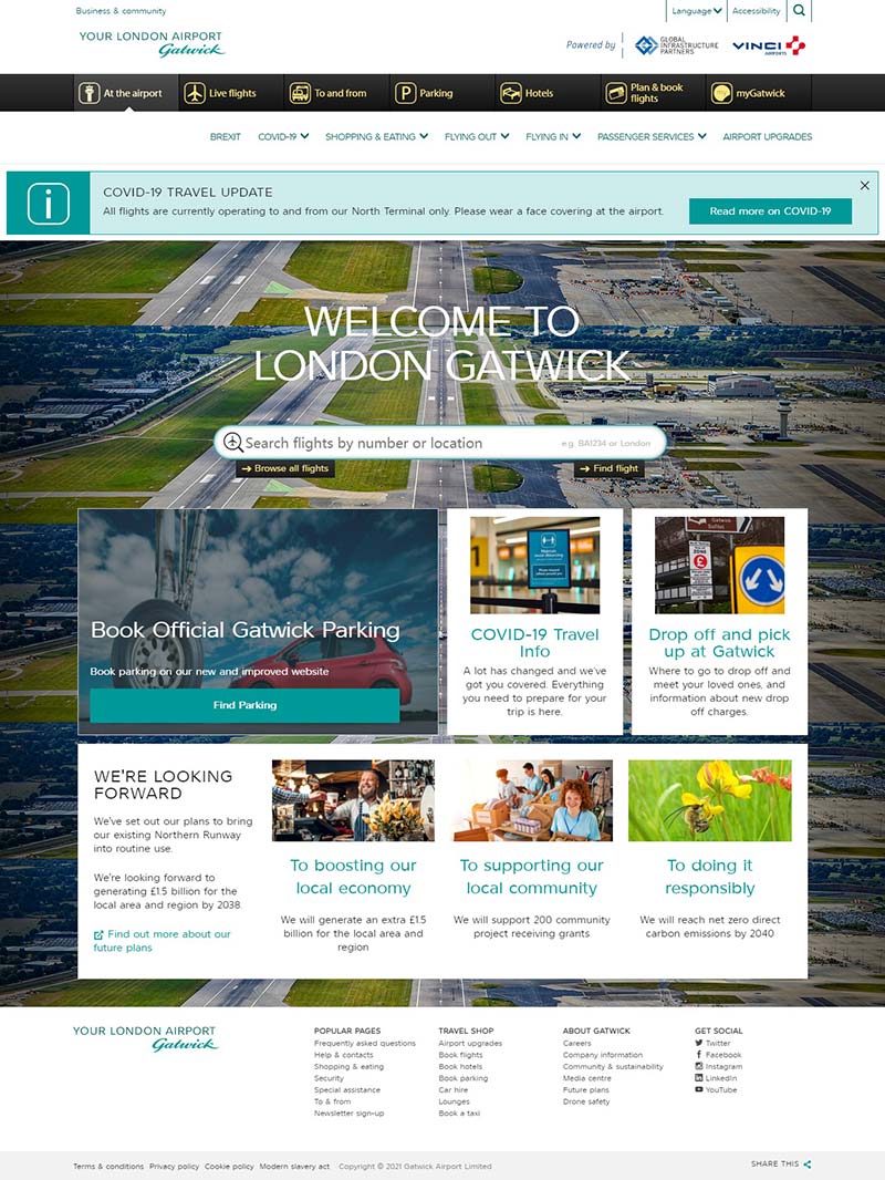 Gatwick Airport 英国机场停车服务预定网站