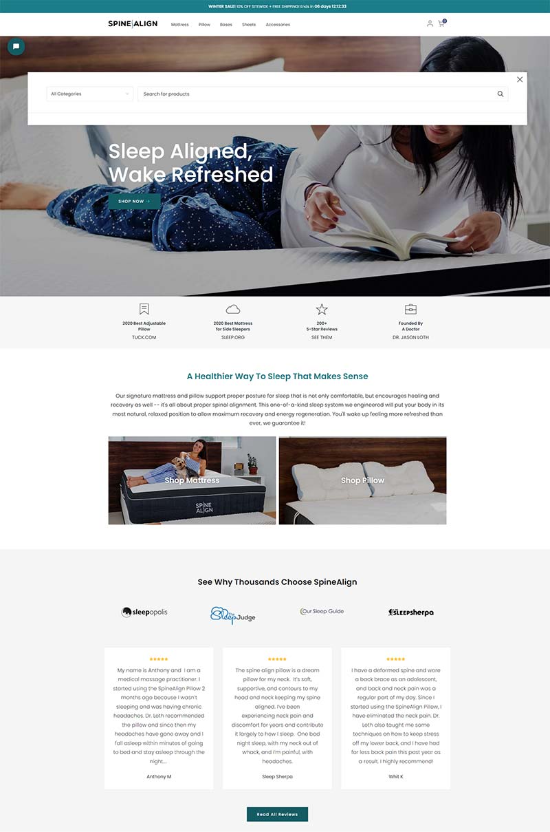 SpineAlign 美国床上睡眠用品购物网站