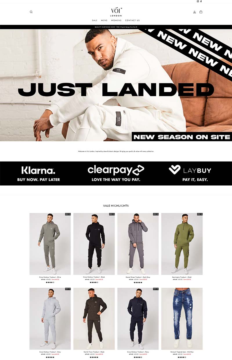 Voi London 英国男士牛仔裤品牌购物网站