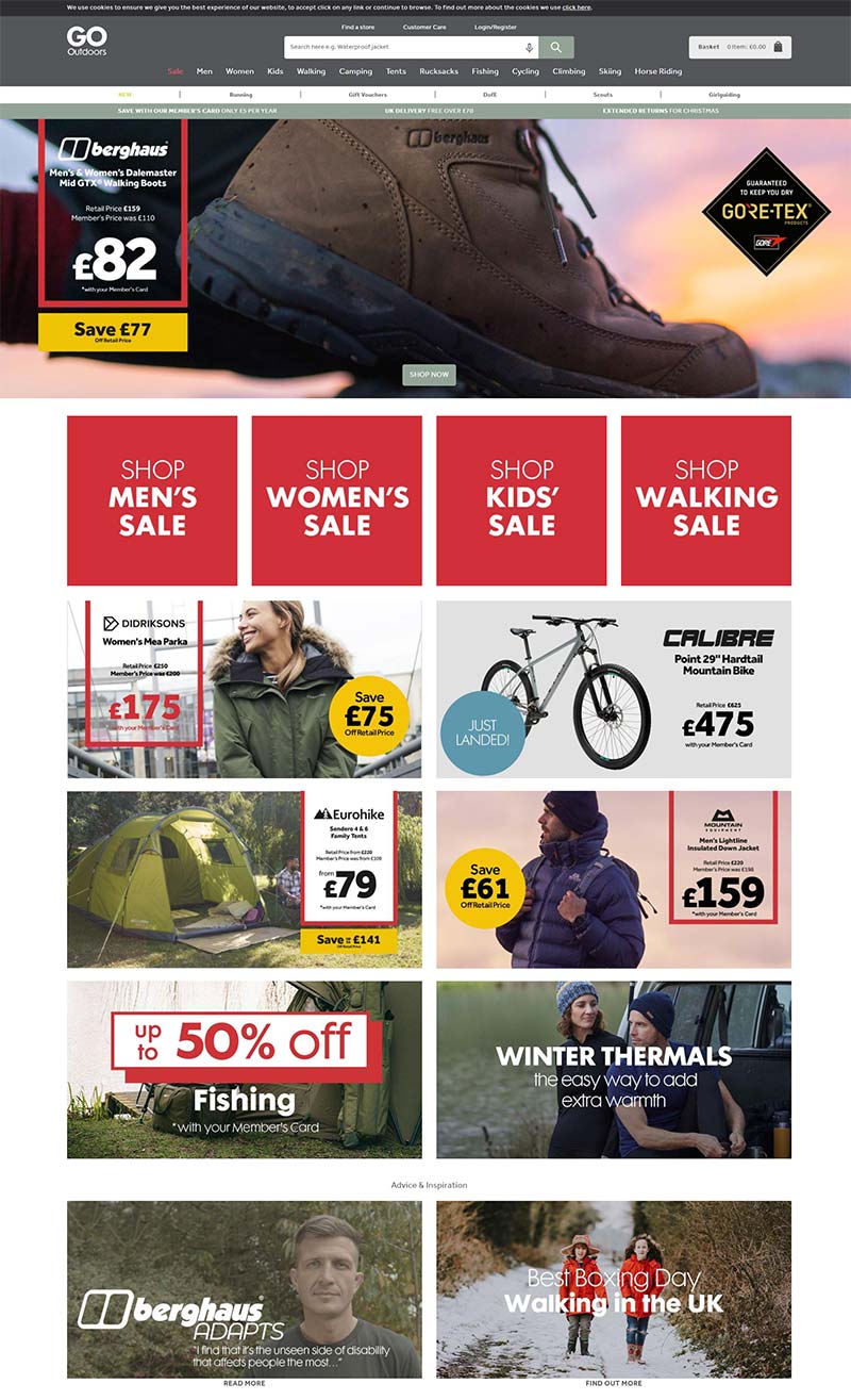 Go Outdoors 英国户外装备海淘折扣网站