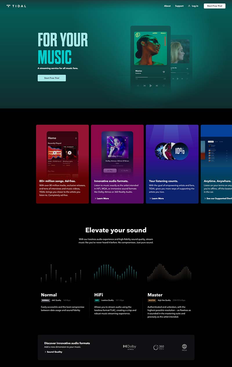 Tidal 美国音乐流媒体APP订阅网站