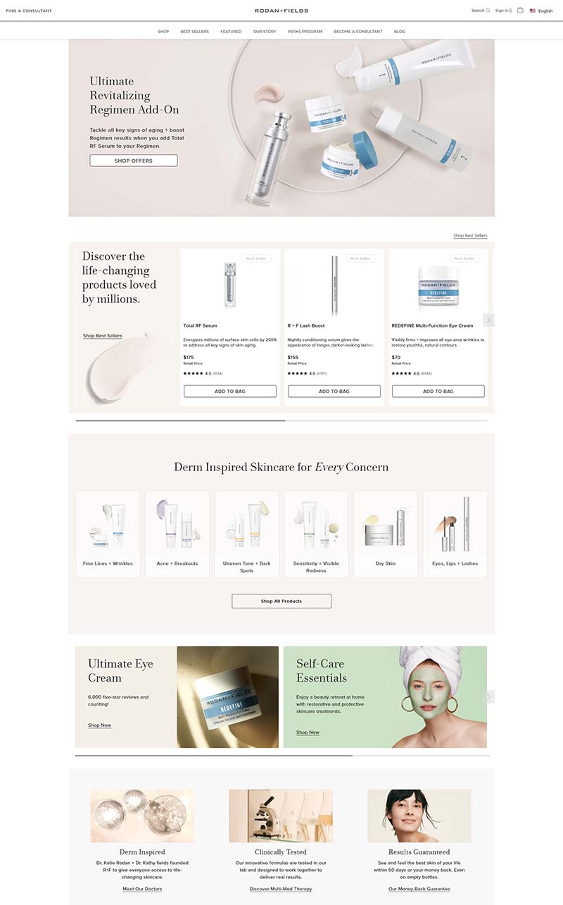 Rodan + Fields 美国高端护肤品牌购物网站