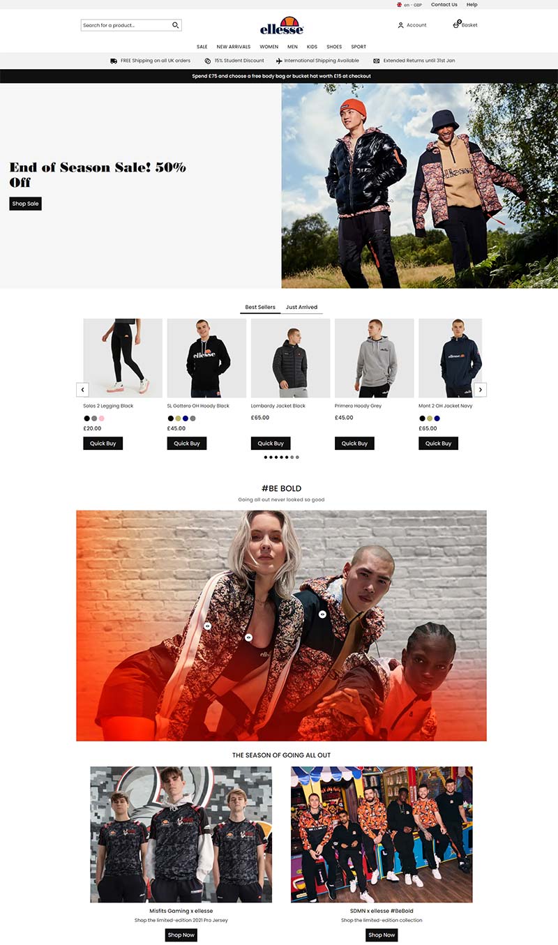 Ellesse 意大利高端运动服品牌购物网站