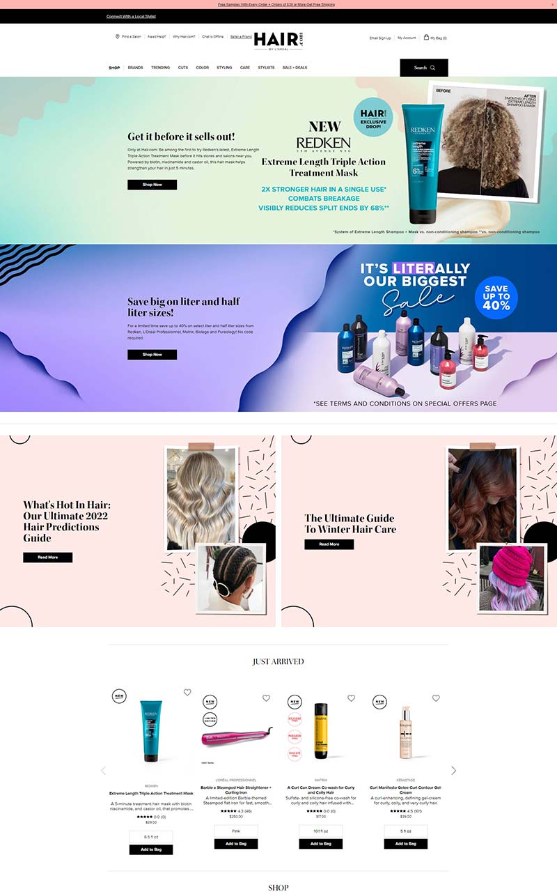 Hair.com 美国美容护发品牌购物网站
