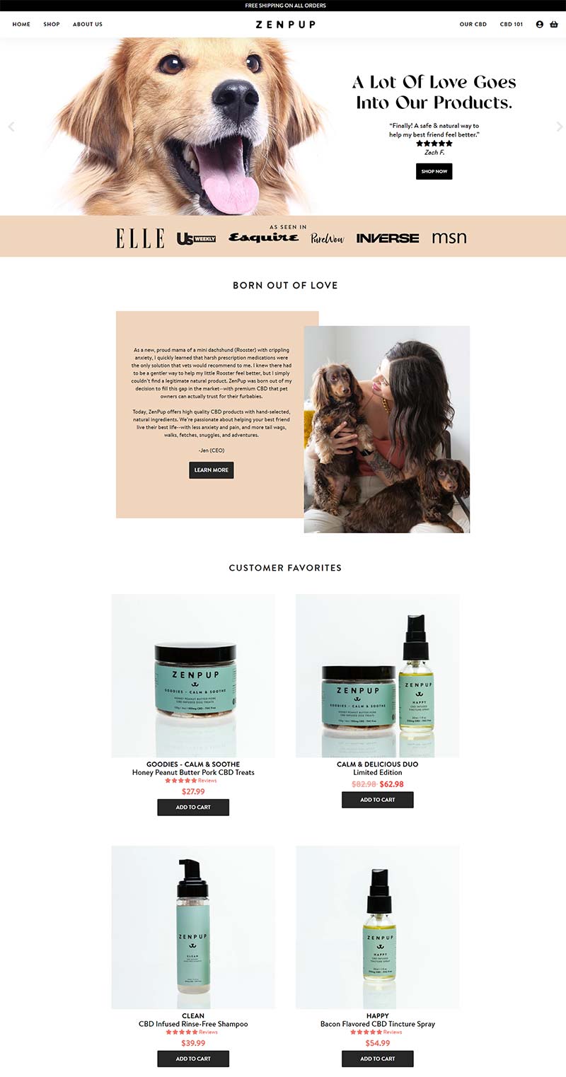 ZenPup 美国宠物CBD产品购物网站