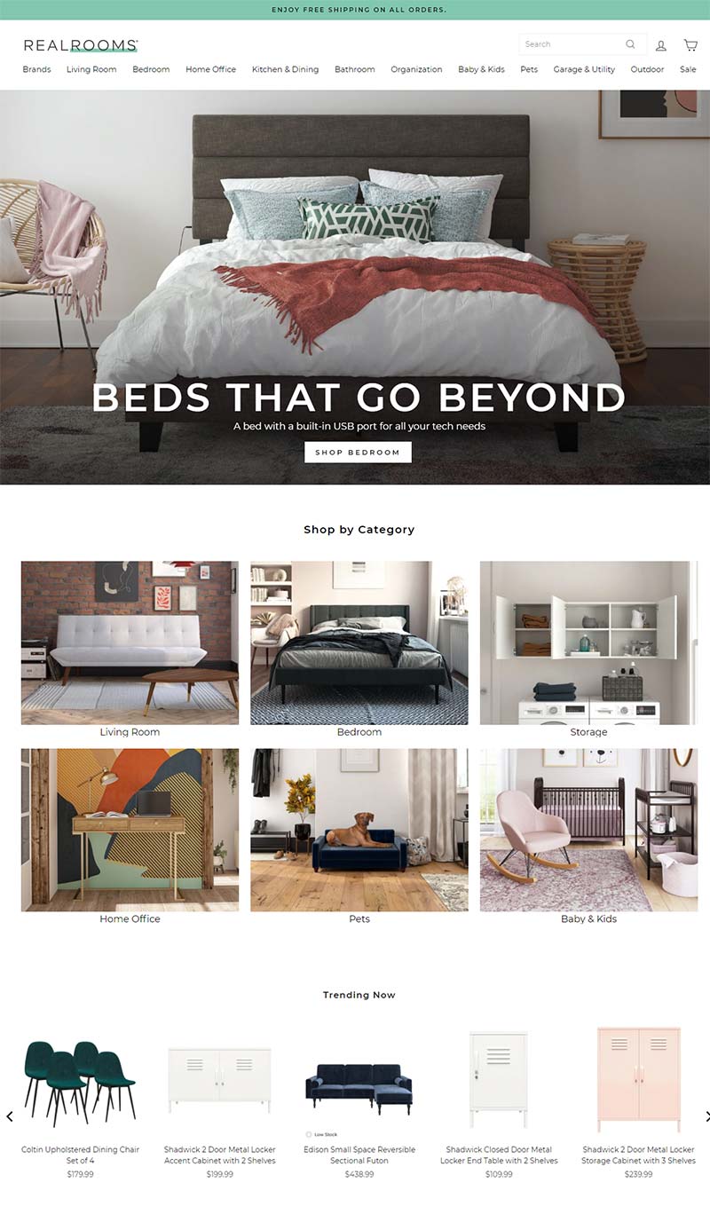RealRooms 美国现代家居品牌购物网站